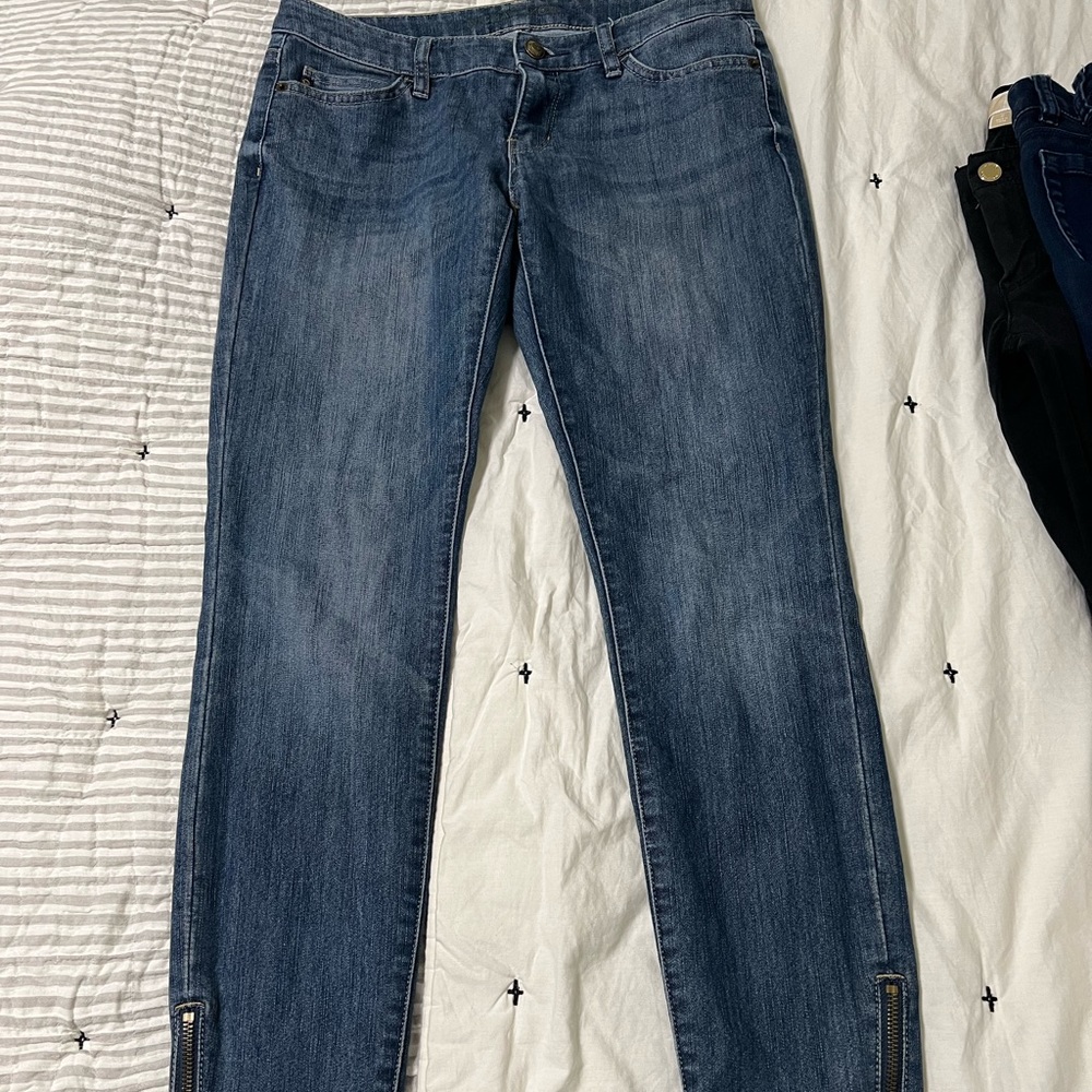 Michael Kors zip skinny blue jeans